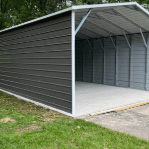 18x25 Metal Carport Boxed Eave Roof Enclosed Sides